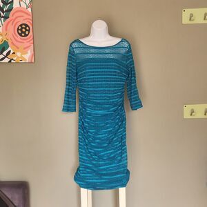 Chaya Sheer Mesh Turquoise Dress, Size10
